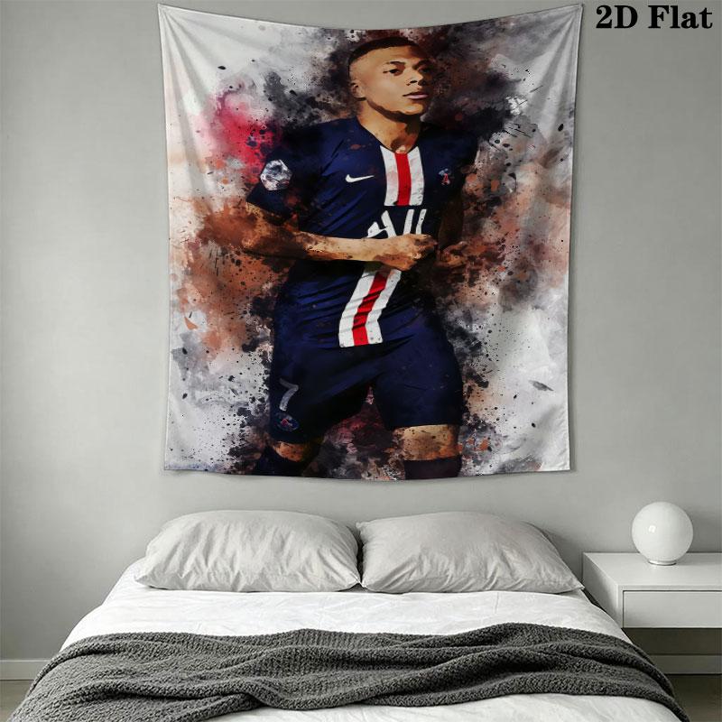 Kylian Mbappé Icon Wall Hanging Printed Fabric Blanket Decorative Tapestries for Bedroom Living Room Home Decor