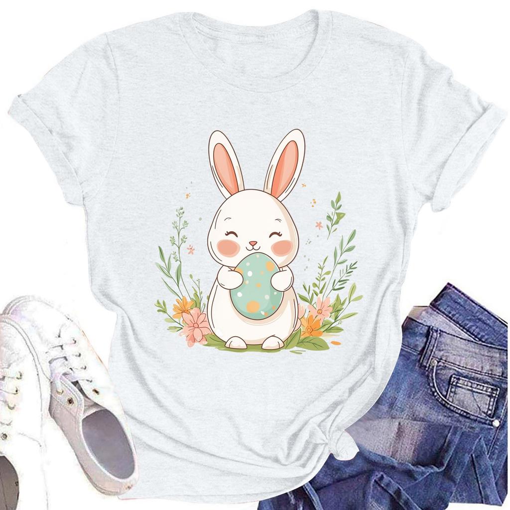 Women's Printed Round Neck Short-sleeved T-shirt Top