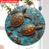 2D плоский 20*20 см 1 шт. узор морской черепахи океанская тема круглая подвесная табличка, красивая декоративная тарелка в стиле океана, подходит для комнаты и бара, вечеринки, ванной комнаты