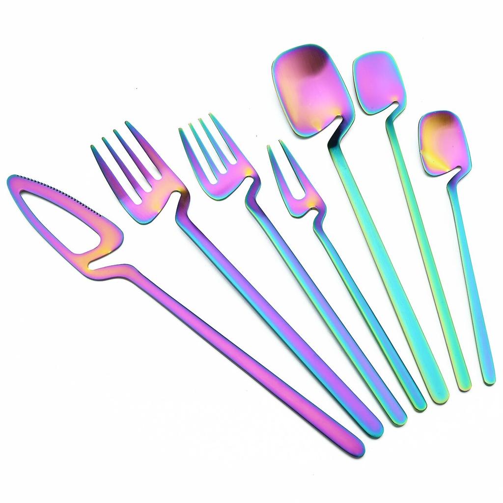 Матовый черный набор столовых приборов, нож, фруктовая вилка, кофейная чайная ложка, столовая посуда, набор столовых приборов из нержавеющей стали 18/10, кухонная посуда