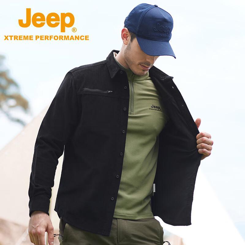 Jeep Мужская рубашка-кардиган с воротником на флисовой подкладке