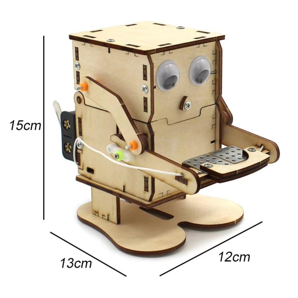 Wooden Material Robot Eating Coin DIY Puzzle Games Creative Assemble Kit  For Kid