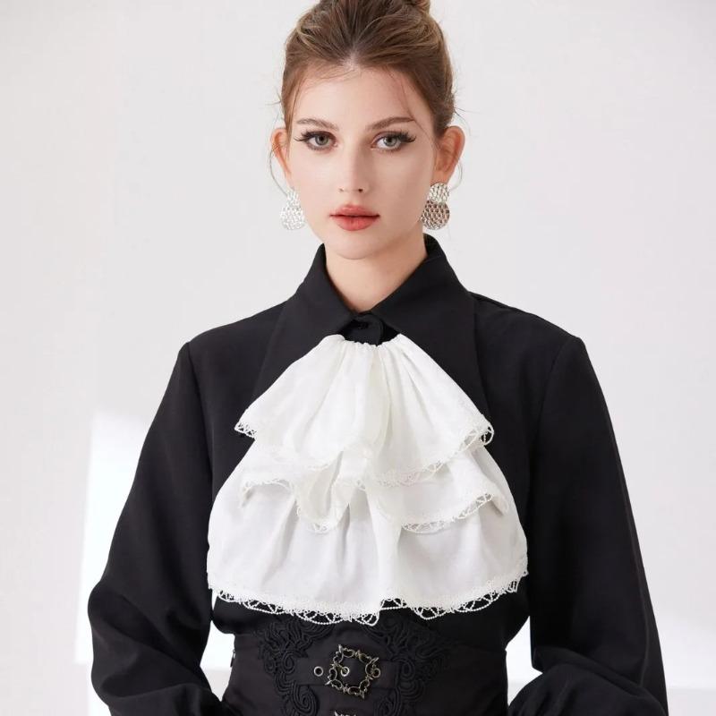 Vintage Flower Neckties Shirt Detachable False Collar Elegant Neck Ties Decorative Neckline Adjustable Fake Collar Female