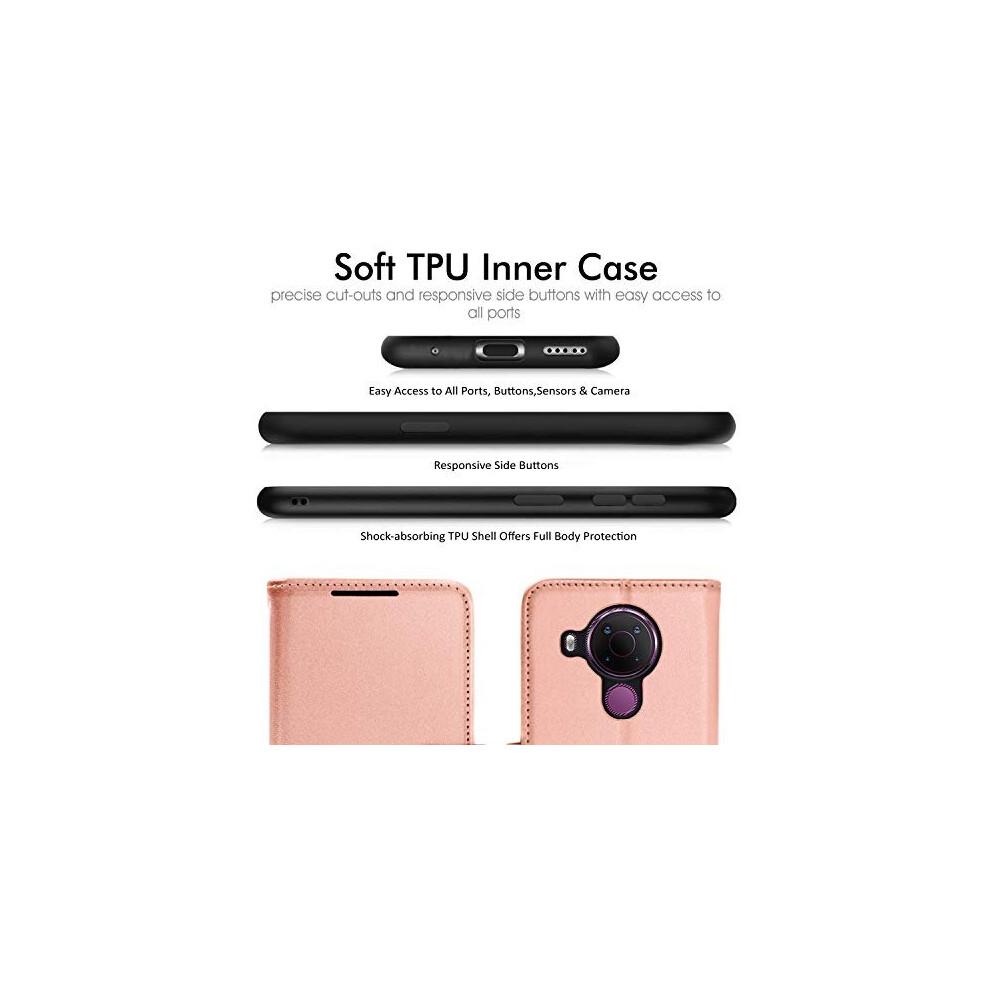 (Rose Gold) Wallet Case fits Nokia 5.4 - Leather Wallet Flip Protective Case Cover with Card Slots, Kickstand and Wrist Strap - PU Leather Flip Cover