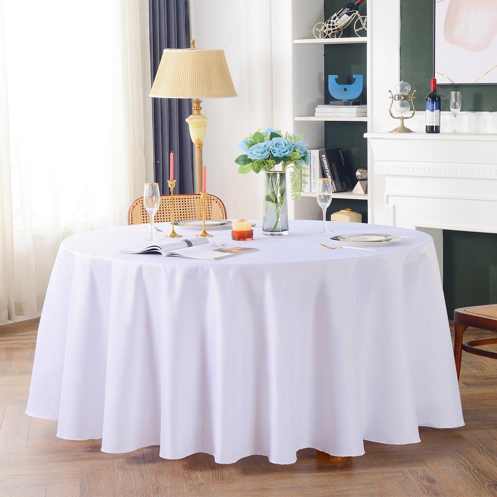 Table Cloth Round Tablecloths Wedding Pure White Table Cover Christmas Birthday Party Table Cloths For Events Home Dining Decor