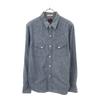 BRU NA BOINNE сделано в Японии Рубашка шамбре в западном стиле с длинным рукавом синяя мужская б/у