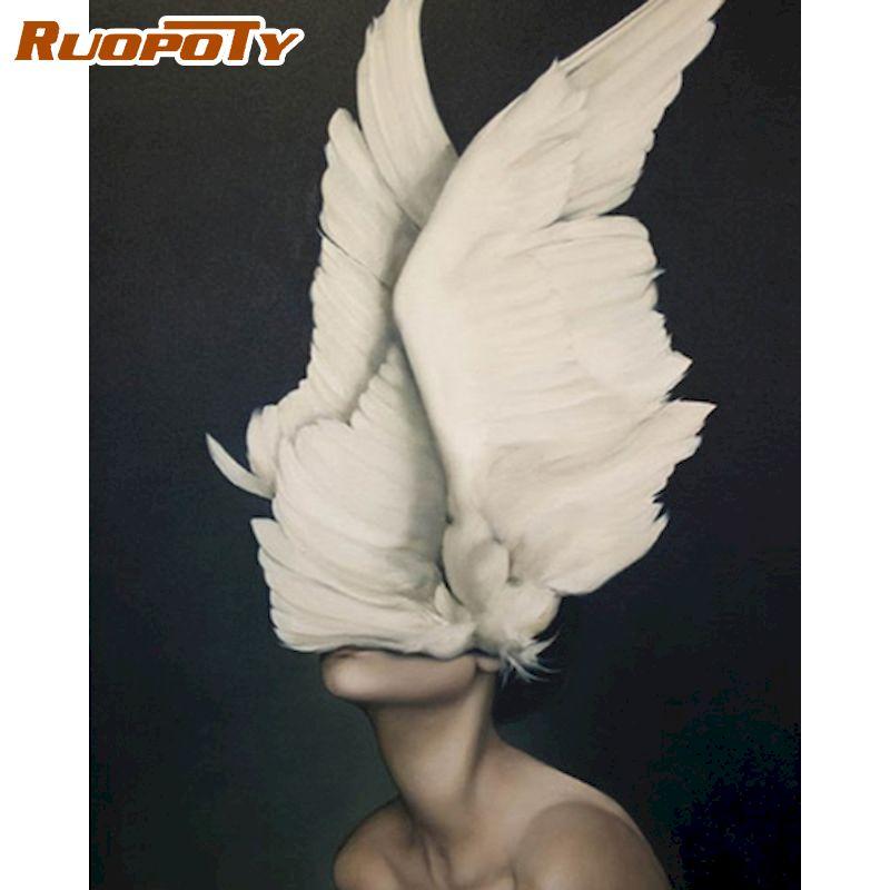 RUOPOTY Безрамная картина «сделай сам» по номерам, картина, современная женская настенная живопись, акриловая краска на холсте для домашнего декора 40x50 см