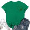 St. Patrick's Adult  Green Crew-neck Short-sleeved Printed Green Three-leaf T-shirt