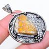 Natural Bumble Bee Jasper Gemstone 925 Sterling Silver Pendant 2.01" n1N71