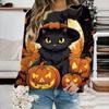 Women's Casual Hoody Halloween Pumpkin Lamp Print Sweatshirts Long Sleeved O Neck Fashion Hoodies Female Tops