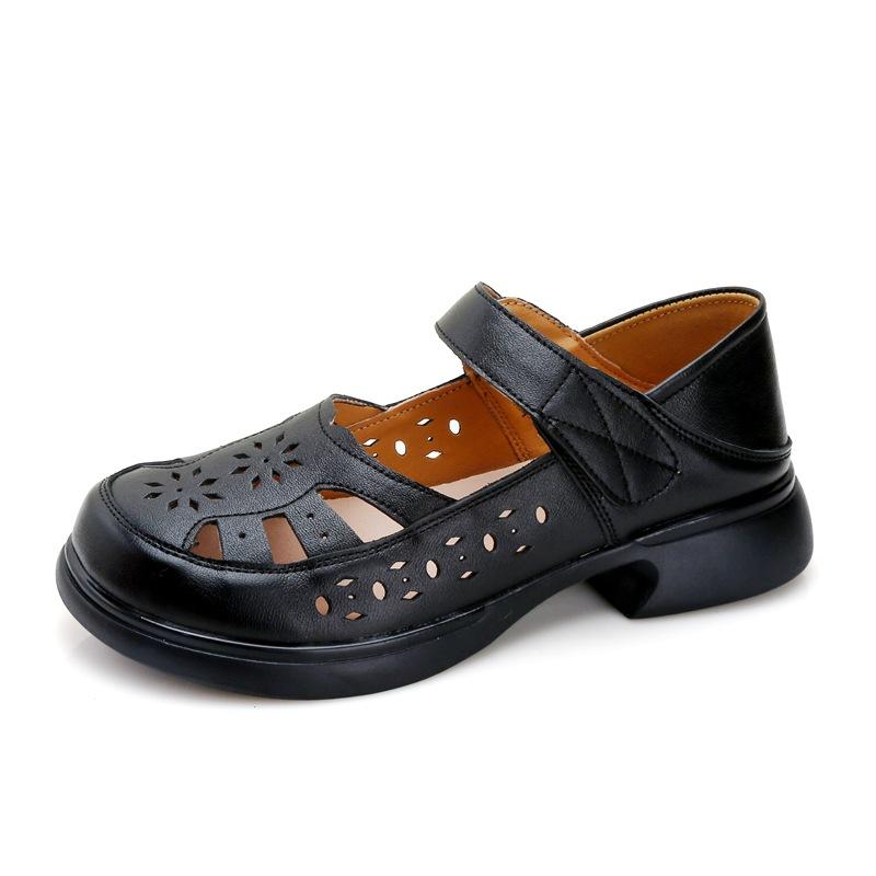 Новые летние женские сандалии из натуральной кожи женские сандалии удобные сандалии на плоской подошве повседневная обувь женская полая обувь