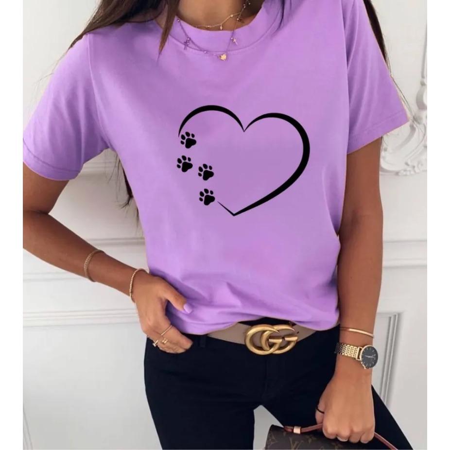 Женская футболка с коротким рукавом и круглым вырезом с принтом сердец, хлопковые летние футболки