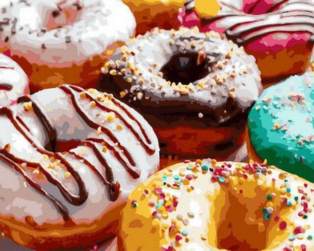 5D Diamond Paintings Macaron Dessert Full Round Diamond Embroidery Landscape Wall Pictures of Rhinestones Home Decor