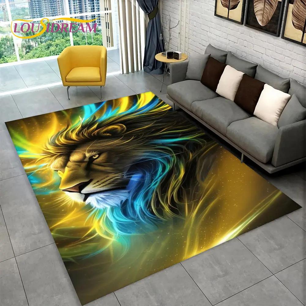 Новый 3D-коврик Dream Lion Animal, большой ковер для гостиной, спальни, дивана, коврик для украшения, детский нескользящий напольный коврик