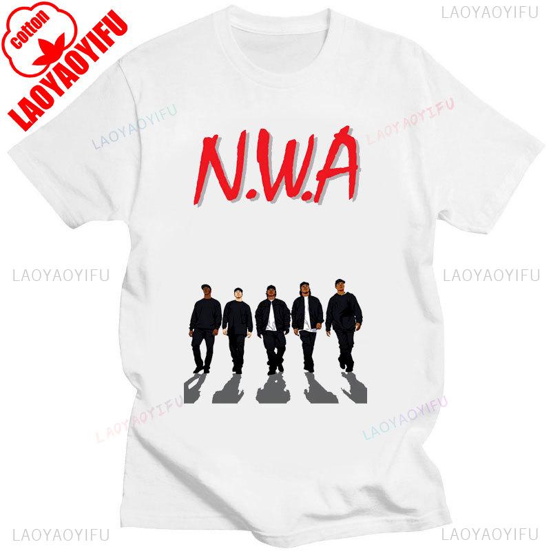 Прямиком из КОМПТОНА Мужская модная хлопковая футболка Черная Классический постер к фильму Графическая футболка Уличная одежда Летняя мужская одежда Подарок