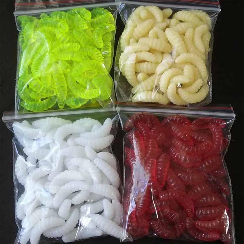 2.4см 0.4г Светящийся в темноте опарыш Мягкая приманка Реалистичная приманка для рыбалки на форель, солнечника Медленно тонущий Рыболовный Искусственный червь