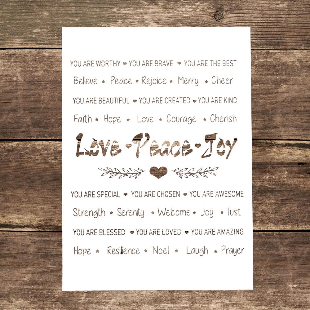 A4 Size Decorative Reusable Love Peace Stencil Template Painting Stencils for DIY Crafts Scrabooking Painting On Wood,Canvas,Floor,Wall and Tile