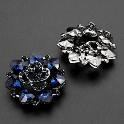 1pcs Metal Rhinestone Fur Coat Buttons for Clothing Collar Decoration Accessories