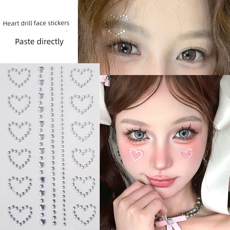 Music Festival Makeup Face Pasters Butterfly Ornament Star Moon Stick-on Crystals Concert Face Sticker Ornament Ornament Rhinestone Bright Diamond