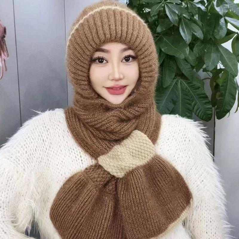 Зимние вязаные шапки и шарфы Skullies, комплект из холодного шарфа для защиты ушей, теплые шапки для девочек, ветрозащитные шапки для велоспорта и женщин, кепки для активного отдыха