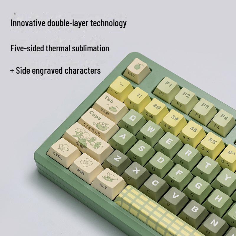 Гравированные колпачки для ключей LEOBOG: Оригинальная высота, пятисторонний сублимационный материал PBT, персонализированные колпачки для клавиатуры, полный малый набор.