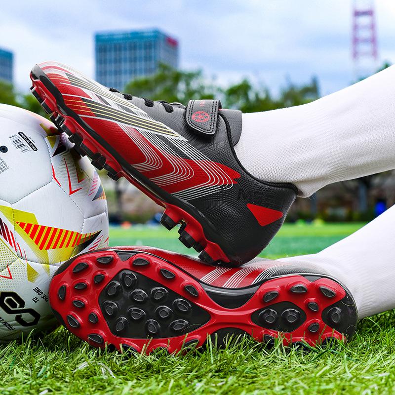 Детские футбольные бутсы Четыре сезона Кожа Липучка Износостойкие Ударопрочные Длинные шипы Кроссовки для бега