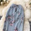 2025 Spring Denim Skirt Women's Autumn High Waist Slim Skirt A-Line Skirt Small Fork Skirt