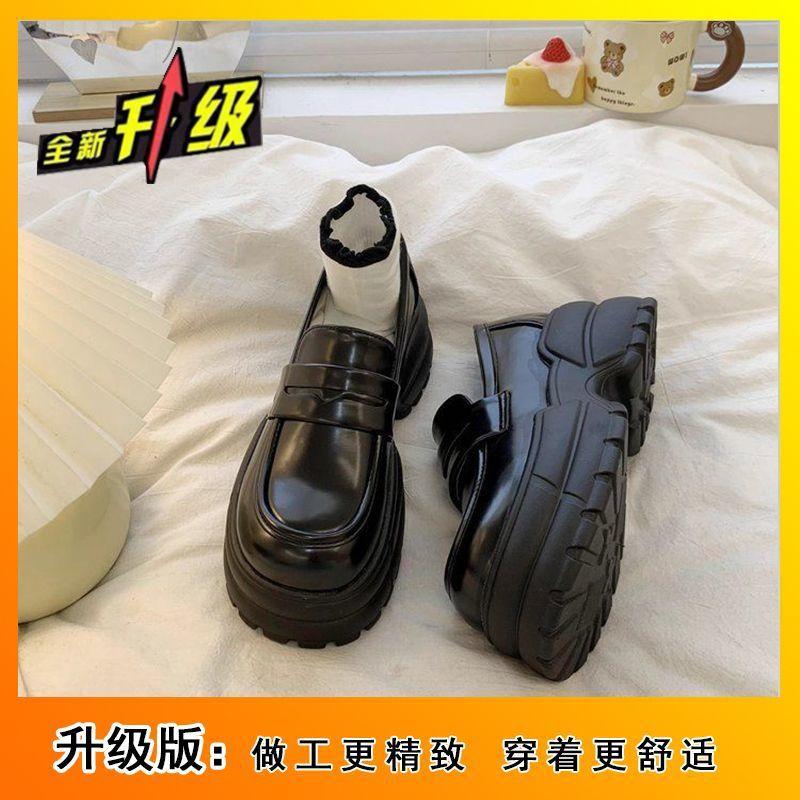 Ретро британский стиль черные маленькие кожаные туфли весна и осень новые круглый носок платформа лоферы одинарные туфли женские