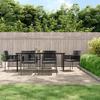 VidaXL Garden Dining Set Cushions 7 Pcs Black Rattan and Steel 3187071