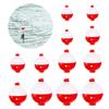 12Pcs Round Fishing Floats Mixed Sizes Lightweight High Visibility Red White Buoyancy