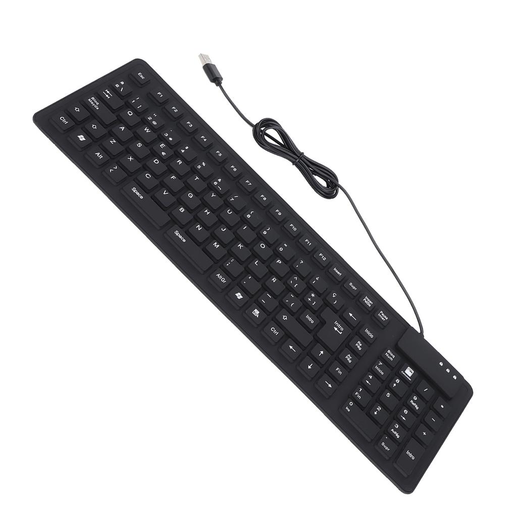 Keyboard 108 Key Spanish USB Wired Portable Foldable Quiet Waterproof Dustproof Silicone Keyboard
