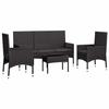 VidaXL Salon de jardin 4 pcs avec coussins Noir Résine tressée, ensemble de salon d'extérieur, ensemble de mobilier 319502