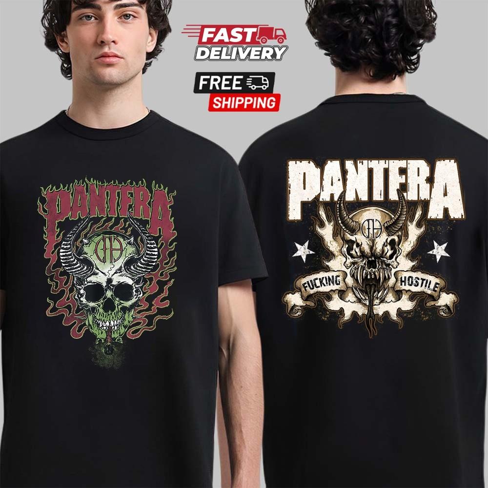 Футболка с принтом Pantera Band Tour Date 2025, двусторонняя, V02 The Family, Подарок фанату, Унисекс