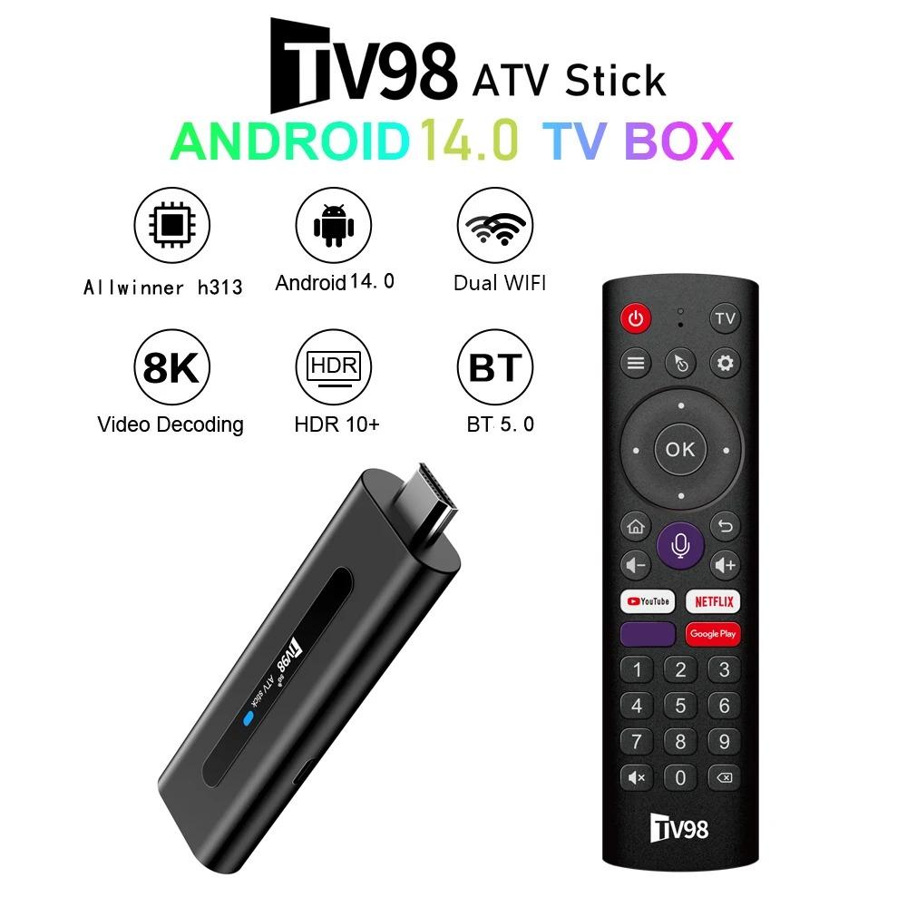 8K ATV Smart TV Stick Android 14.0 Bluetooth 5.0 WiFi 6 Allwinner H618 Quad Core Cortex A53 Сетевой медиаплеер Голосовой пульт Smart TV Box