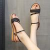 2024 Лето Новые Золотые плоские женские туфли Женские повседневные босоножки на танкетке с низким каблуком Черные Красные Модные удобные босоножки