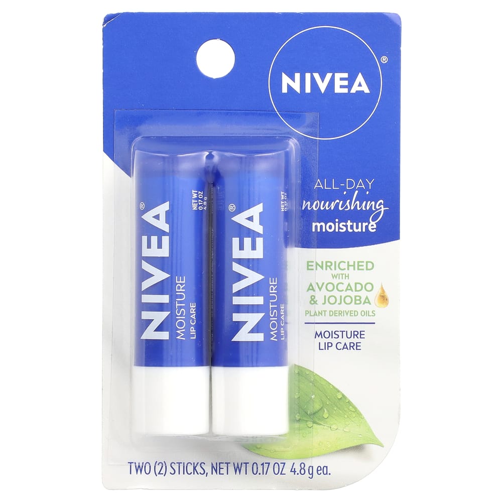 Nivea Бальзам для губ Увлажняющий, 2 шт., 4,8 г (0,17 унции) Каждый