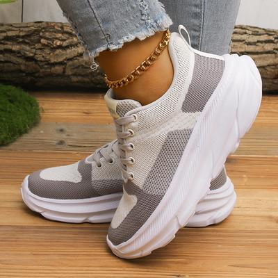 Fashionspring Autun Новая женская повседневная обувь Дышащая сетка для ходьбы На шнуровке Обувь на платформе Кроссовки Женские Tenis Feminino Женская обувь