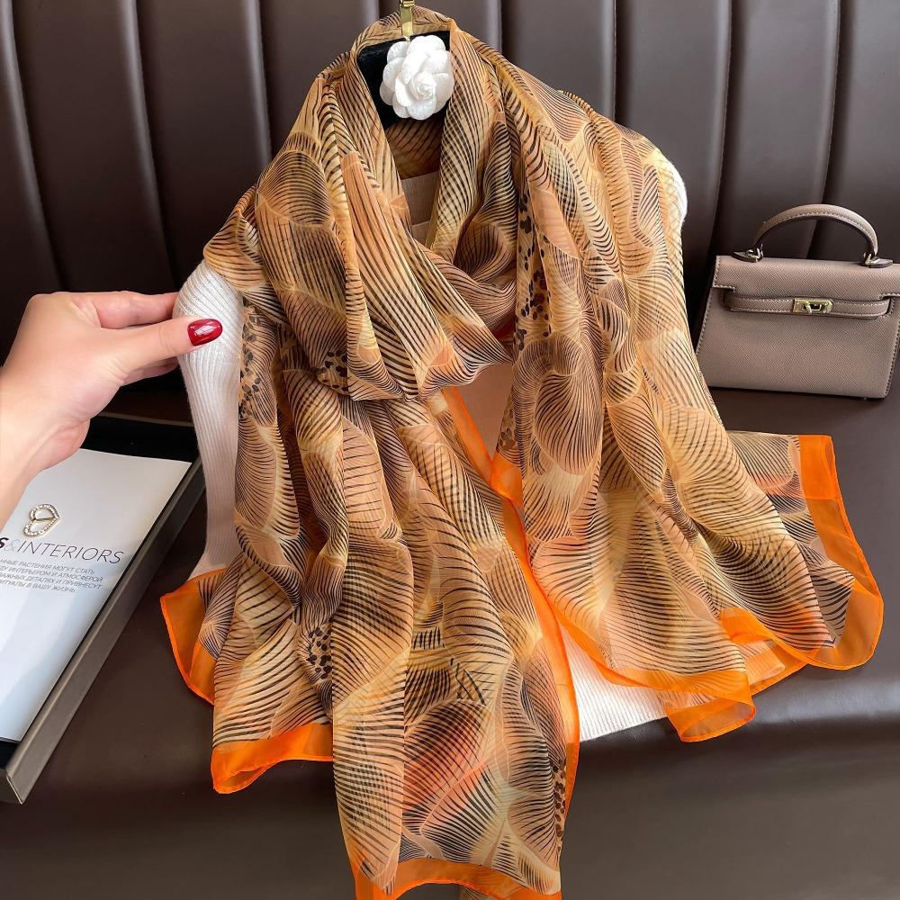 Elegant Women Hijab Shawls Luxury Wraps Long Thin Silk Scarf  Autumn