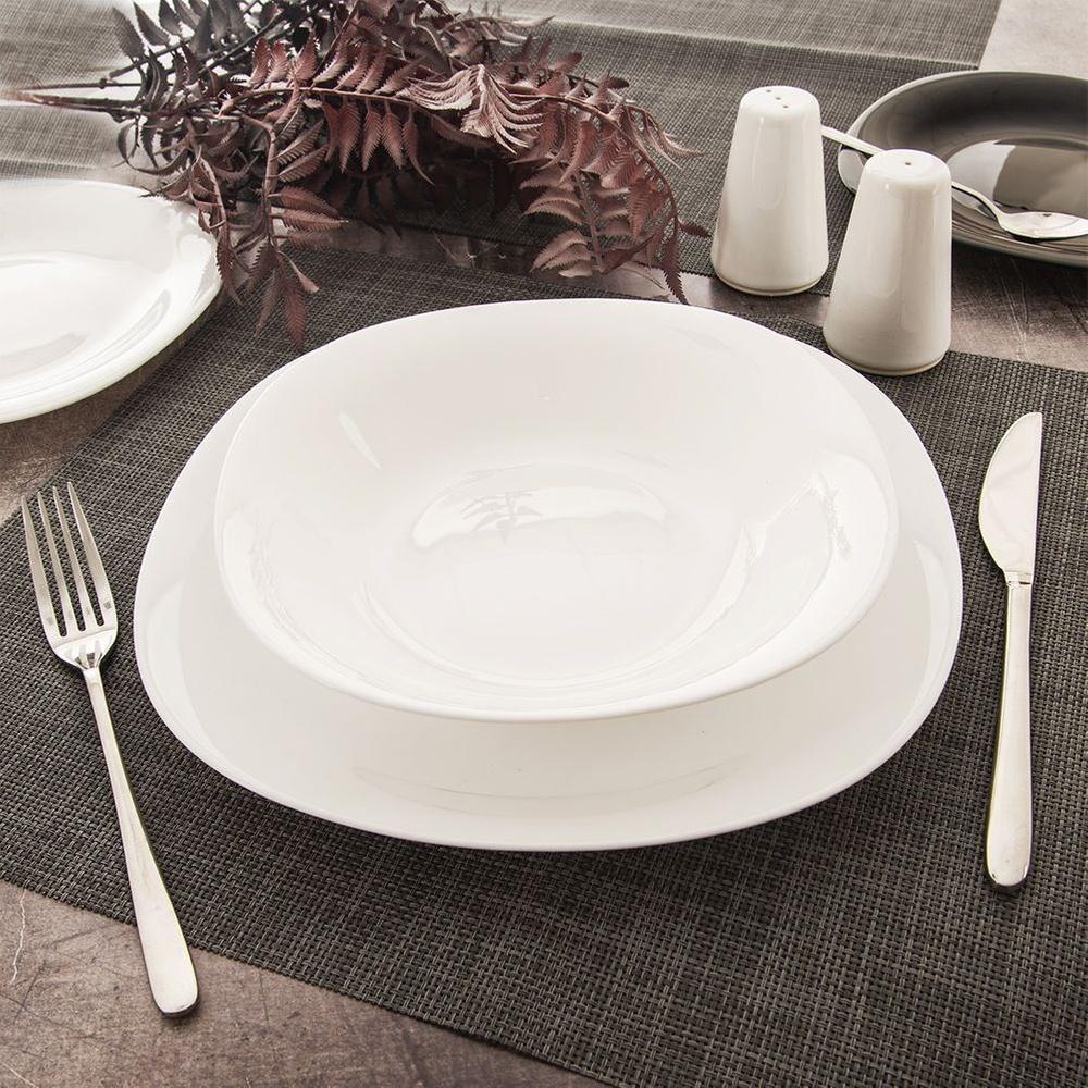 LUNA Square White Opal Glass Dinner Plate 26.5cm