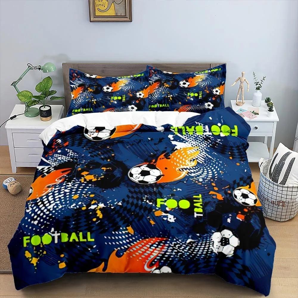 Cool Football Soccer 3D Bedding Set Duvet Cover Pillowcases Comforter Bed Linen Room Decor For Boys Gift Twin Queen King Size