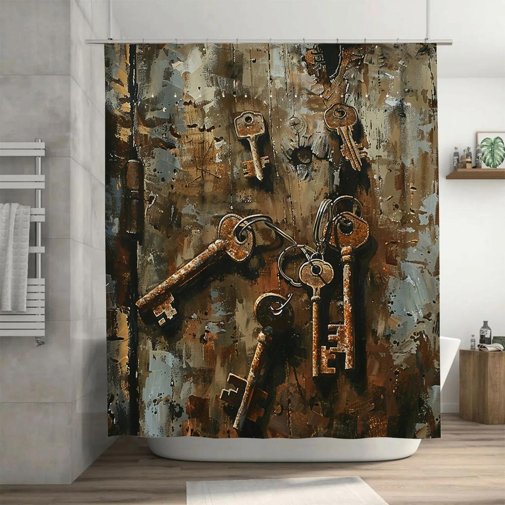 Rustic Keys Shower Curtain  Vintage and Artistic Bathroom Decor