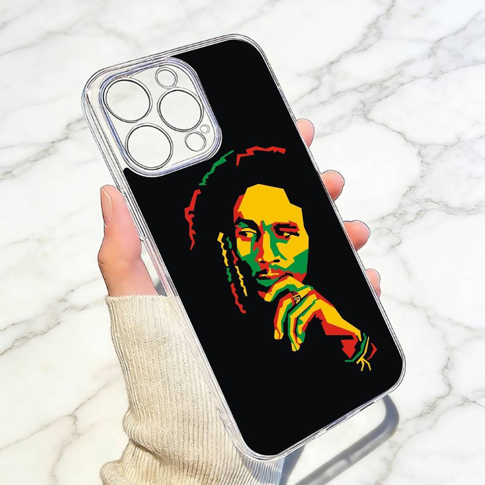 Чехол для телефона Bob M-Marley Rasta Lion Прозрачный Силиконовый Мягкий Для iPhone 17 16 15 14 13 12 11 Mini Pro Max Plus
