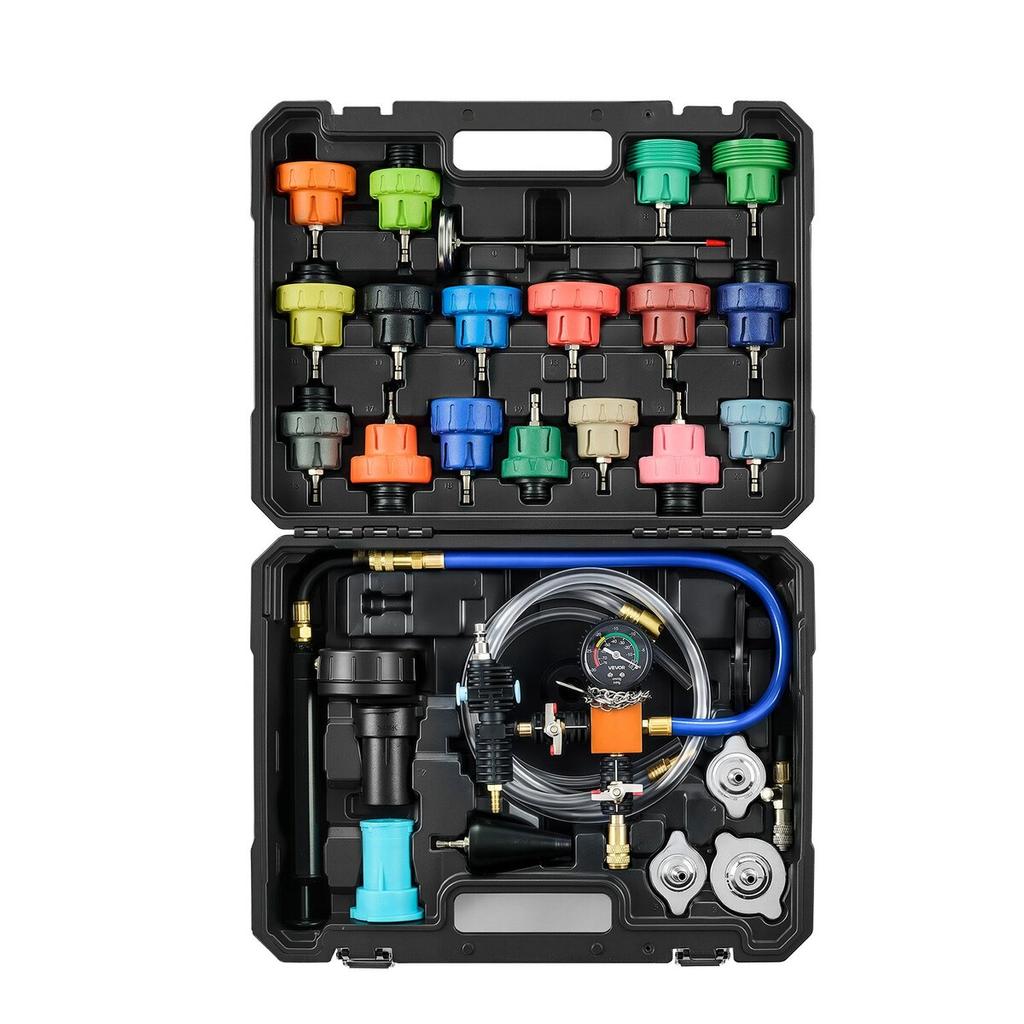 Coolant Pressure Tester Kit, 47Pcs Radiator Vacuum Refill Kit with 3 Metal Adapters, Universal Fit, Automotive Cooling System Pressure Tester Tool,