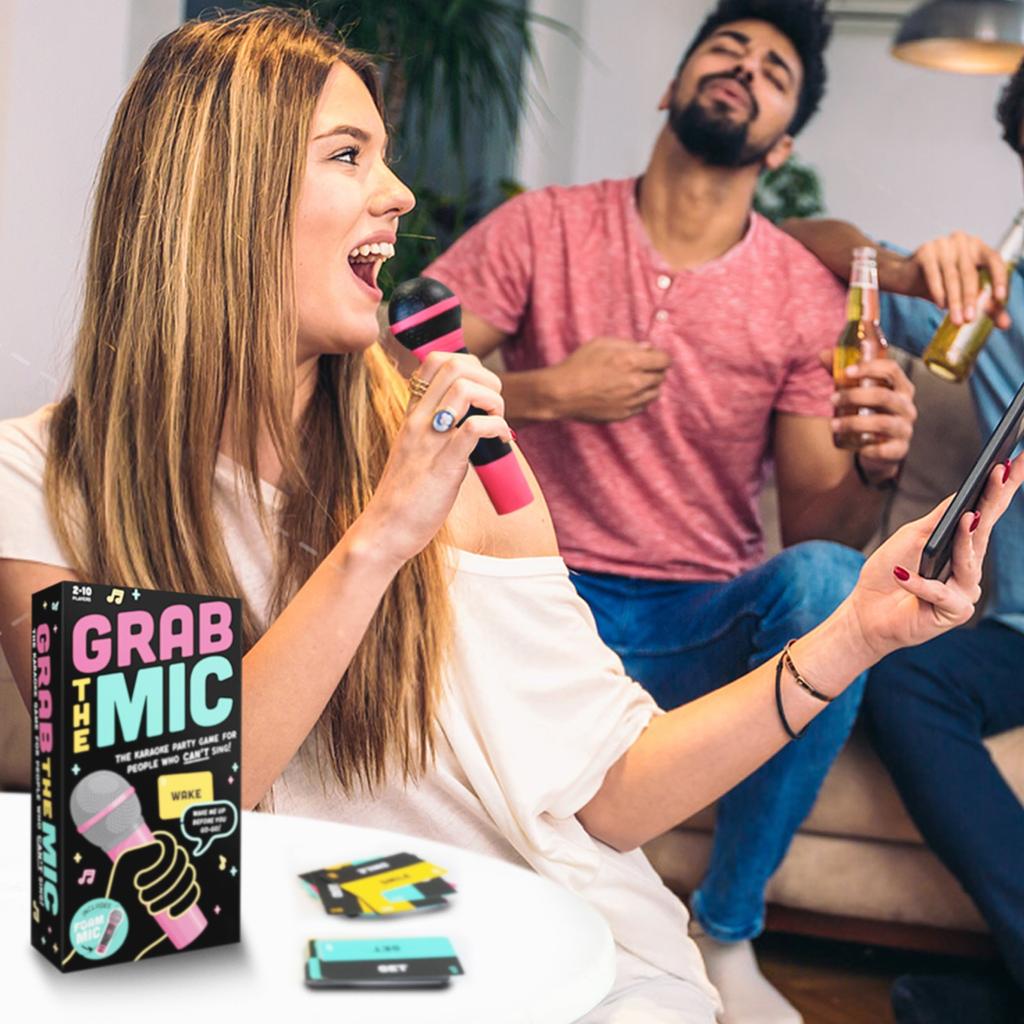 Exciting The Mic-8+ лет, 2-10 игроков - Настольная игра для плохих певцов - 250 карточек с текстами песен для веселья, веселых игр, вечеринок по случаю дня рождения, детских подарков