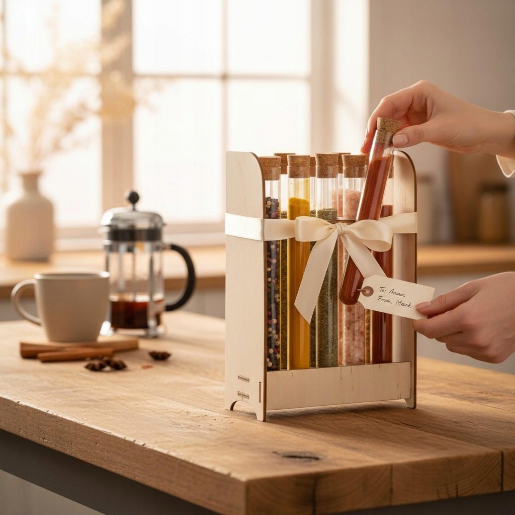 Spice Set 10x Glass Vials on STAND for Herbs Tea Wedding