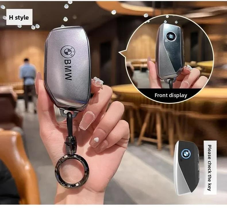 Car Key Case Cover Shell Fob For BMW i7 X7 G07 LCI iX I20 X1 U11 7 Series G70 G09 XM U06 G81 M3 2023 Protector Keyless EV2
