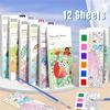 Kids Portable Watercolor Painting Book Paint With Water Brush Gouache Picture Coloring Drawing Toys Kindergarten Gifts