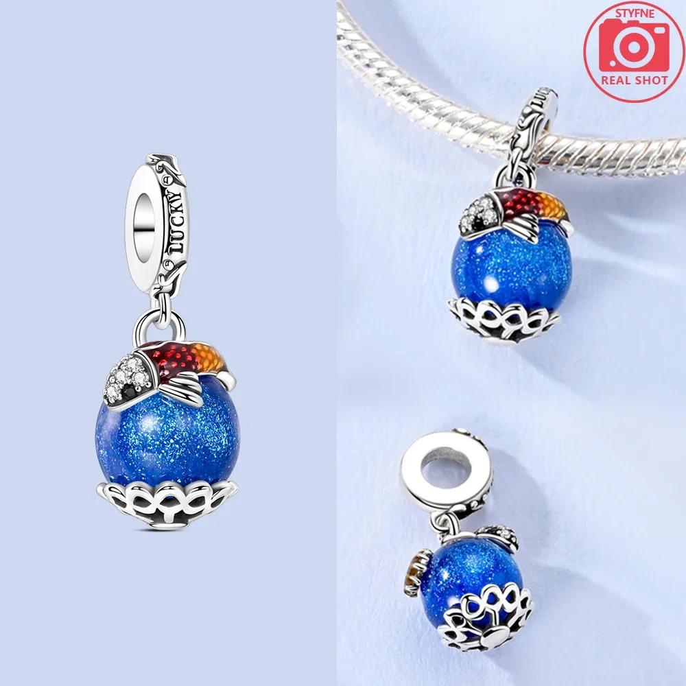 Медь Металл Подлинный Оригинальный Сертифицированный Деликатный Рыба Пеликозавр Синий Карп Бусины Компоненты Совместимые С Браслетами-Шармами Высокий
