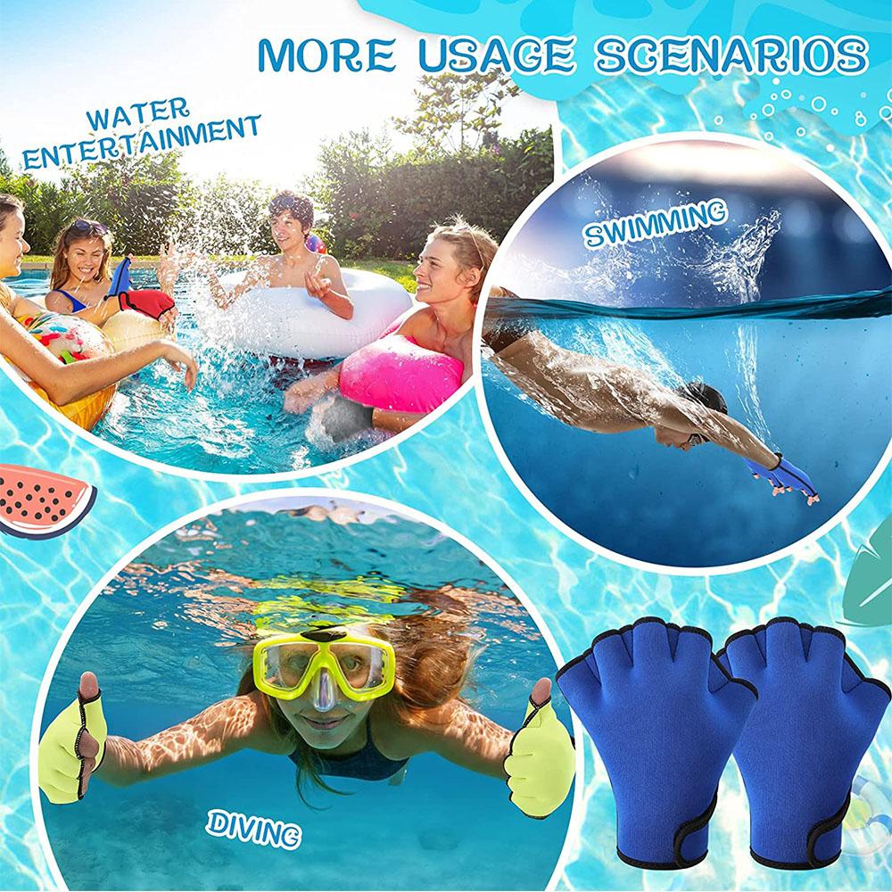 2 Pair Swimming Gloves Aquatic Swim Training Gloves For Diving Aerobics (L Size)