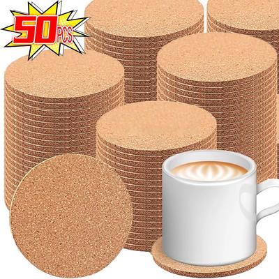 50/1 шт. нескользящая пробковая подставка под стакан из натурального круглого дерева, коврик для чашки, теплоизоляционные прокладки, держатель для кружки для чая и кофе, украшение стола